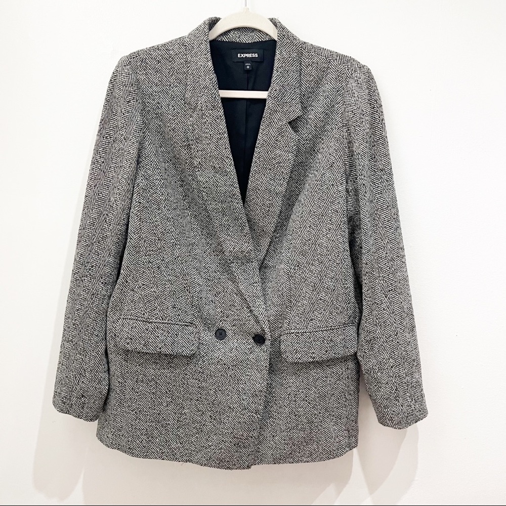 Express Black Herringbone Blazer